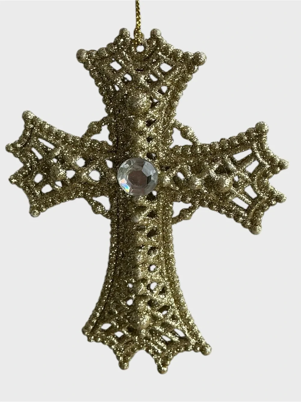 Vintage Christmas ornaments, wire wood, farmhouse, religious cross